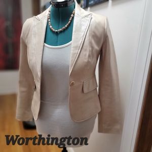 Worthington Metallic Genuine Leather Blazer XS NWOT